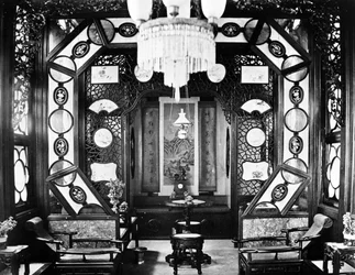 Interior de un barco de flores, Cantón, c.1880s